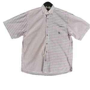 Bit & Bridle Mens Shirt XL Multicolor Check Short Sleeve Button Down 100% Cotton